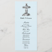 Blue Floral Cross Christelijk huwelijksprogramma Programmakaart (Voorkant)