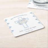 Blue Floral Cross dooppapier Onderzetter (Schuin)