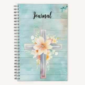Blue Floral Cross Journal Notitieboek