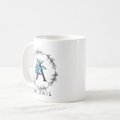 Blue Floral Custom Monogram - Letter A Koffiemok (Voorkant links)