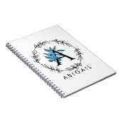Blue Floral Custom Monogram - Letter A Notitieboek (Rechterzijde)