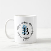 Blue Floral Custom Monogram - Letter B Koffiemok (Links)