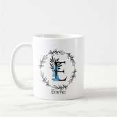 Blue Floral Custom Monogram - Letter E Coffee Mok (Links)