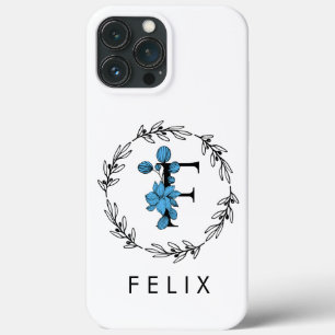 Blue Floral Custom Monogram - Letter F Case-Mate iPhone Case