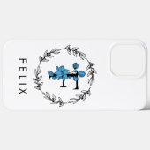 Blue Floral Custom Monogram - Letter F Case-Mate iPhone Case (Achterkant (horizontaal))