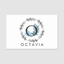 Blue Floral Custom Monogram - Letter O