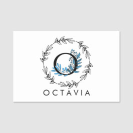 Blue Floral Custom Monogram - Letter O Naamplaatje