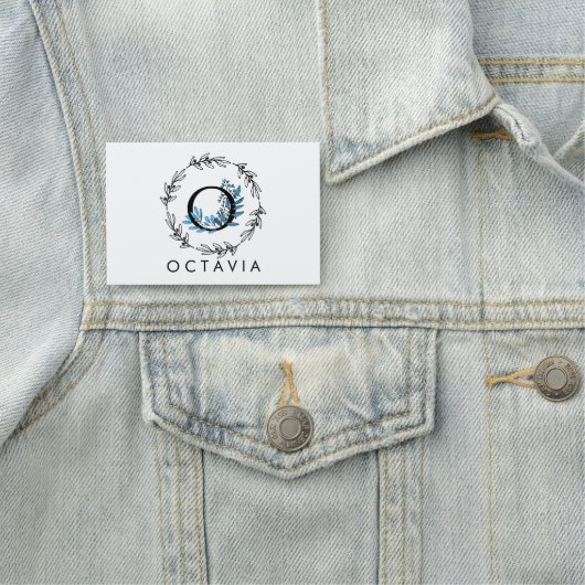 Blue Floral Custom Monogram - Letter O Naamplaatje (In situ)