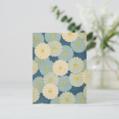 Blue Floral Daisies Japans Design Briefkaart (Staand voorkant)