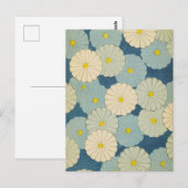 Blue Floral Daisies Japans Design Briefkaart (Voorkant / Achterkant)