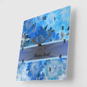 Blue Floral Daisy Pattern Vierkante Klok (Hoek)