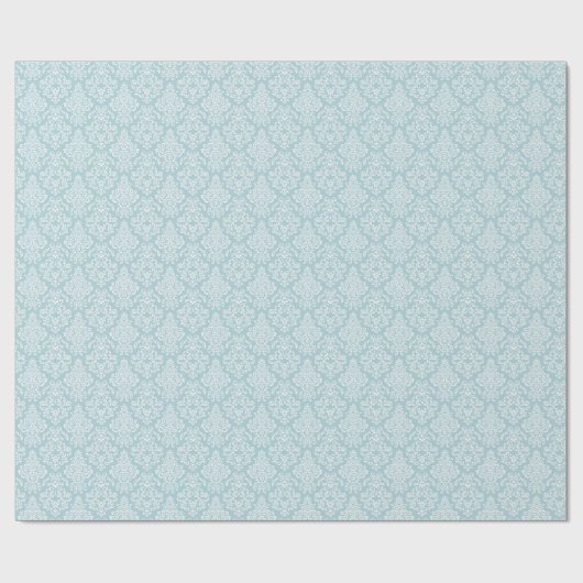 Blue Floral Damask Cadeaupapier (Vlak)