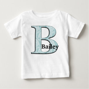 Blue Floral Damask Print B monogram initiaal