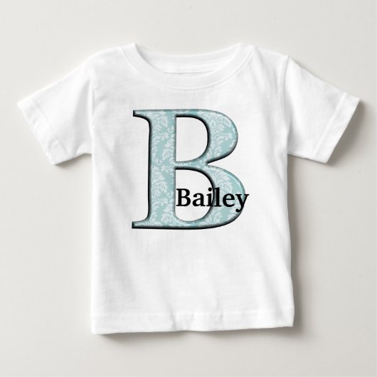 Blue Floral Damask Print B monogram initiaal (Voorkant)