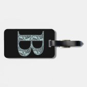 Blue Floral Damask Print B monogram initiaal Bagagelabel (Achterkant horizontaal)