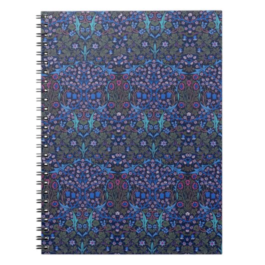 Blue Floral Damask William Morris Art Nouveau Note Notitieboek (Voorkant)