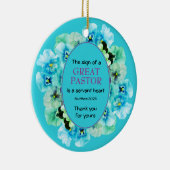 Blue Floral DANK JE Pastor Appreciation Keramisch Ornament (Rechts)