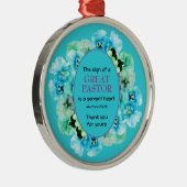 Blue Floral DANK JE Pastor Appreciation Metalen Ornament (Rechts)