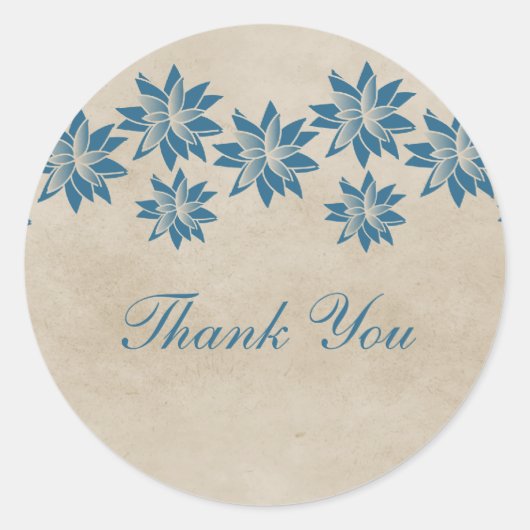 Blue Floral  Dank jullie Stickers (Voorkant)