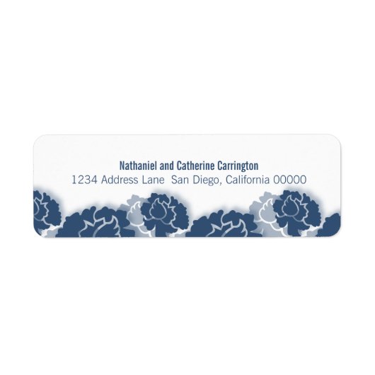 Blue Floral Decadence Return Address Labels (Voorkant)