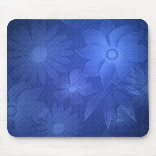 Blue Floral Deco Mousepad Muismat (Voorkant)