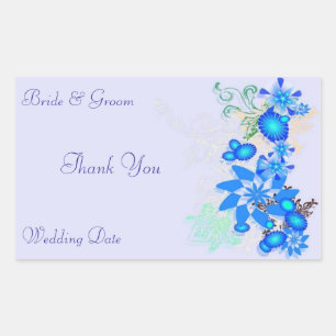 Blue Floral Deco WeddingDank je Rechthoekige Sticker