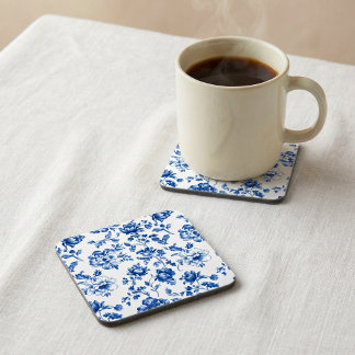 Blue Floral delftware  stijl botanisch Bier Onderzetter