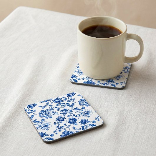 Blue Floral delftware  stijl botanisch Bier Onderzetter