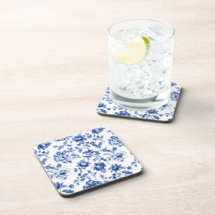 Blue Floral delftware  stijl botanisch Bier Onderzetter