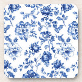 Blue Floral delftware  stijl botanisch Bier Onderzetter (Voorkant)