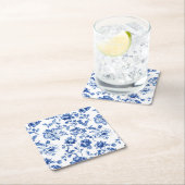 Blue Floral delftware  stijl botanisch Kartonnen Onderzetters (Insitu)