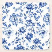 Blue Floral delftware stijl botanisch Kartonnen Onderzetters (Voorkant)