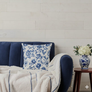 Blue Floral delftware  stijl botanisch Kussen