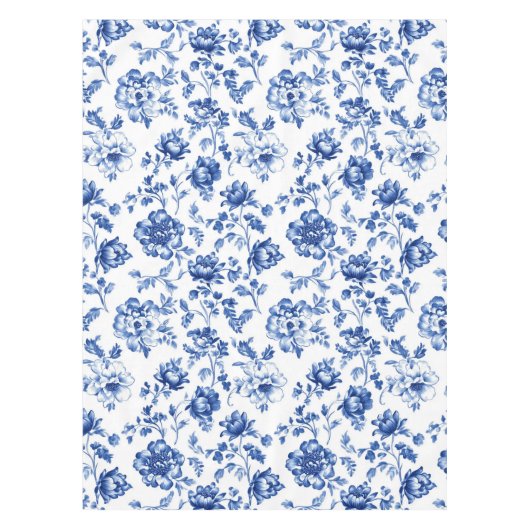 Blue Floral delftware stijl botanisch Tafelkleed (Voorkant)