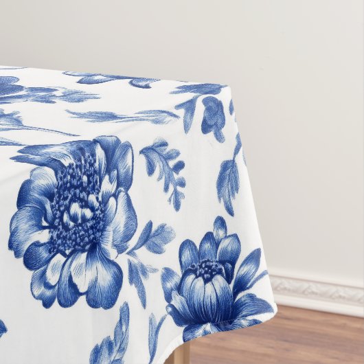 Blue Floral delftware  stijl botanisch Tafelkleed (Voorbeeld)