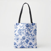 Blue Floral delftware  stijl botanisch Tote Bag (Voorkant)
