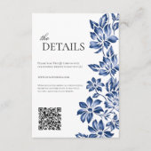 Blue floral delftware the details floral wedding informatiekaartje (Voorkant)