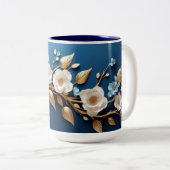 Blue Floral Delight Coffee Mok (Voorkant rechts)