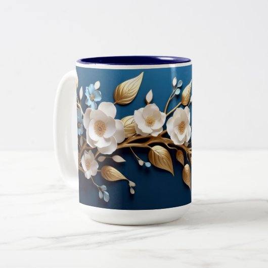 Blue Floral Delight Coffee Mok (Voorkant links)