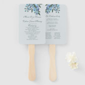 Blue Floral Delphinium Bouquet Handwaaier (Voorkant en achterkant)