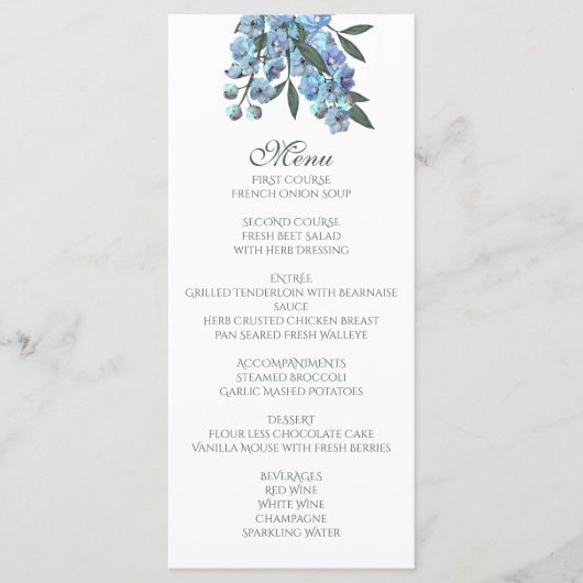 Blue Floral Delphinium Bouquet Menu (Voorkant)