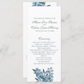 Blue Floral Delphinium Bouquet Programmakaart (Voorkant / Achterkant)