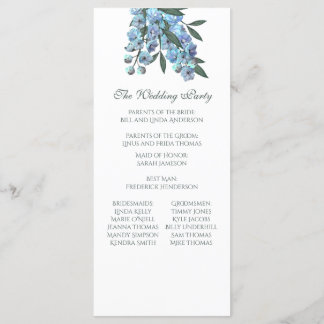 Blue Floral Delphinium Bouquet Programmakaart