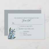 Blue Floral Delphinium Bouquet RSVP Kaartje (Voorkant / Achterkant)