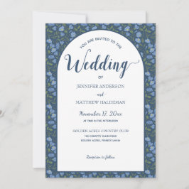 Blue Floral, Delphinium Flowers Arch Shape Wedding Kaart