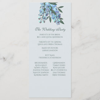 Blue Floral Delphinium-programma Programmakaart