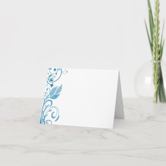 Blue Floral Design Add Your Text Note Card Kaart (Voorkant)