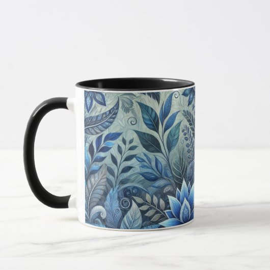 Blue Floral Design Coffee Mok (Links)