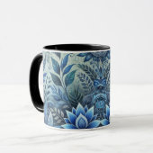 Blue Floral Design Coffee Mok (Voorkant links)