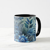 Blue Floral Design Coffee Mok (Voorkant rechts)
